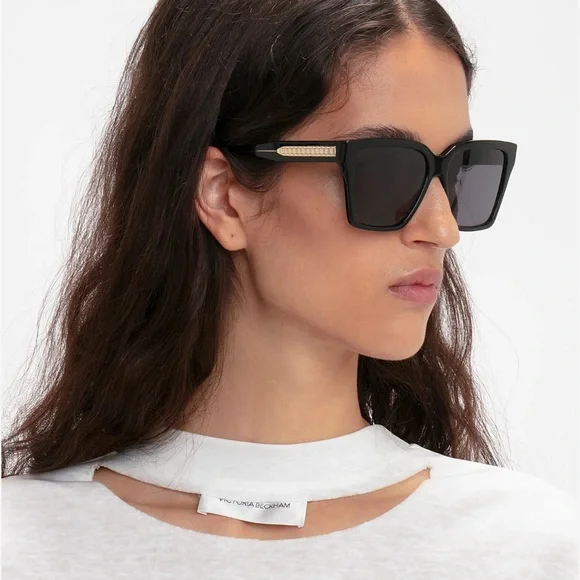 VICTORIA BECKHAM NEW Soft Square Frame Sunglasses In Black VB72S - Picture 6 of 7